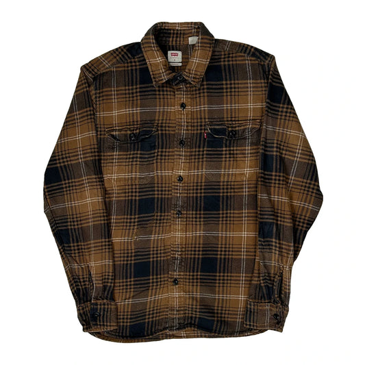 Vintage Levis Checked Flannel Shirt - Medium Brown Cotton