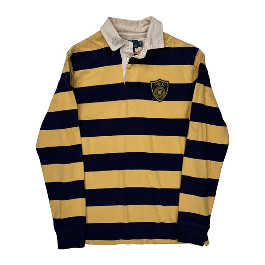 Polo By Ralph Lauren Striped Rugby Shirt - Small Navy Cotton