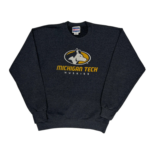 Michigan Tech Huskies Hanes College Sweatshirt - Medium Grey Cotton Blend