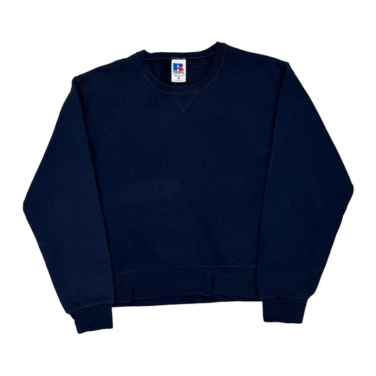 90S Blank Russell Athletic Sweatshirt - Medium Navy Cotton