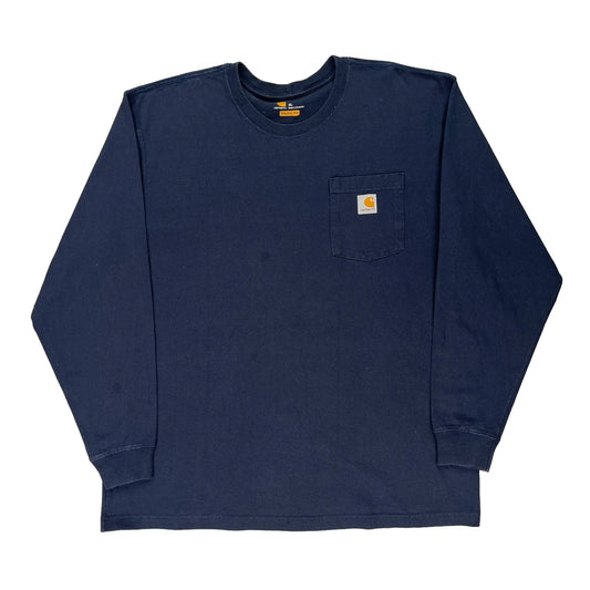 Carhartt Long Sleeve T-Shirt - XL Navy Cotton