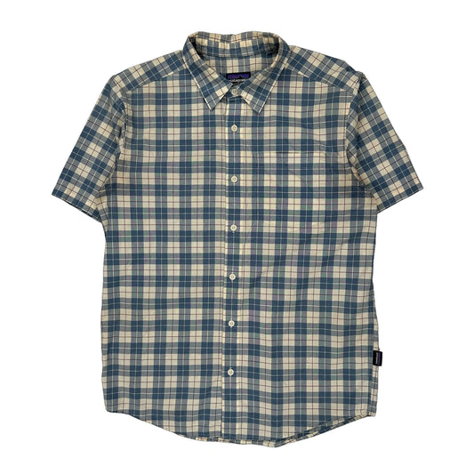 Patagonia Checked Short Sleeve Shirt - Medium Cream Cotton