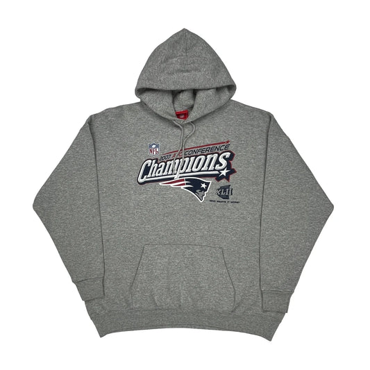 New England Patriots Nfl Hoodie - 2XL Grey Cotton Blend