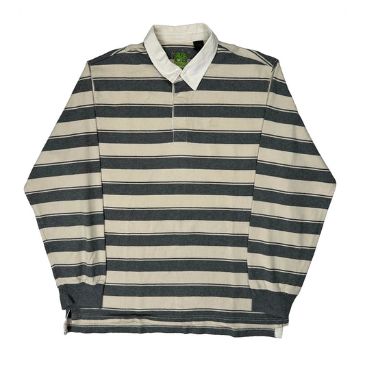 Timberland Striped Rugby Shirt - XL Grey Cotton