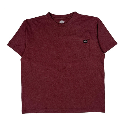 Dickies T-Shirt - XL Burgundy Polyester Blend