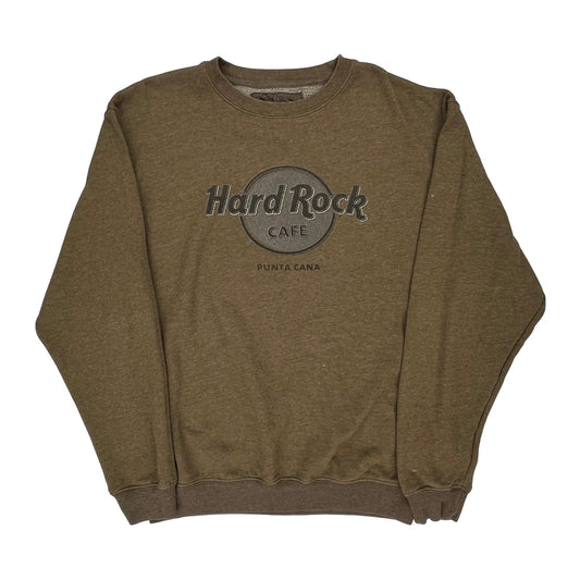 Hard Rock Cafe Graphic Sweatshirt - XL Brown Cotton