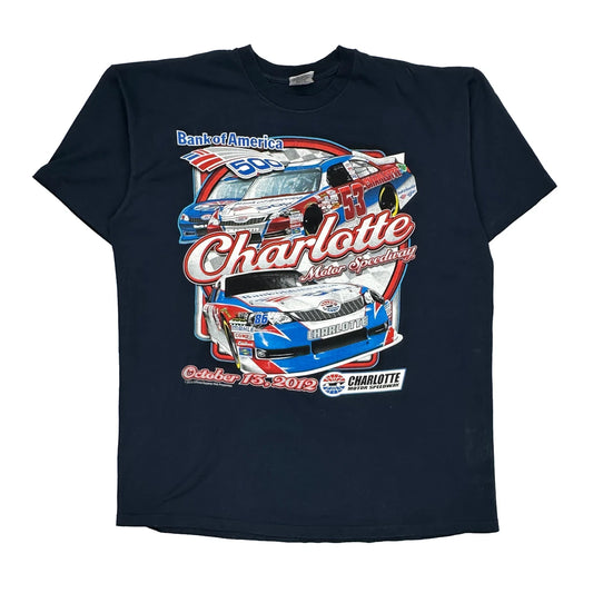 Made In USA Charlotte Motor Speedway Jensen Nascar T-Shirt - 2XL Navy Cotton