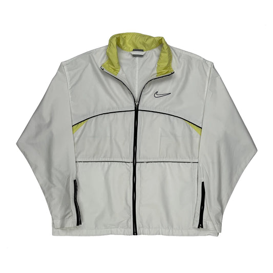 Vintage Nike Graphic Track Jacket - Small White Polyester