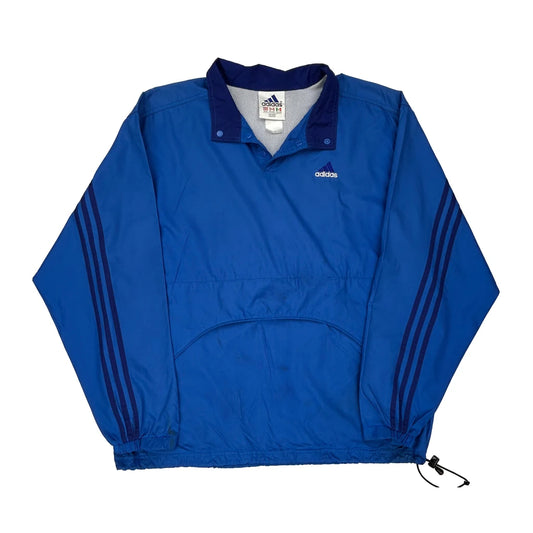 Three Stripes Adidas Windbreaker - Large Blue Polyester
