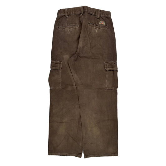 Dickies Baggy Loose Fit Cargo Trousers - 31W 30L Brown Cotton