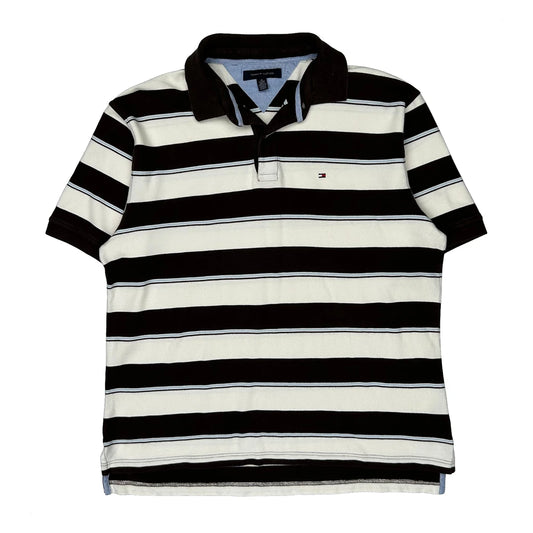 Tommy Hilfiger Striped Polo Shirt - XL Brown Cotton