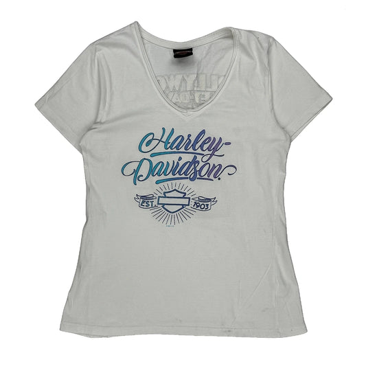 Vintage Hollywood Harley Davidson Graphic T-Shirt - XS White Cotton