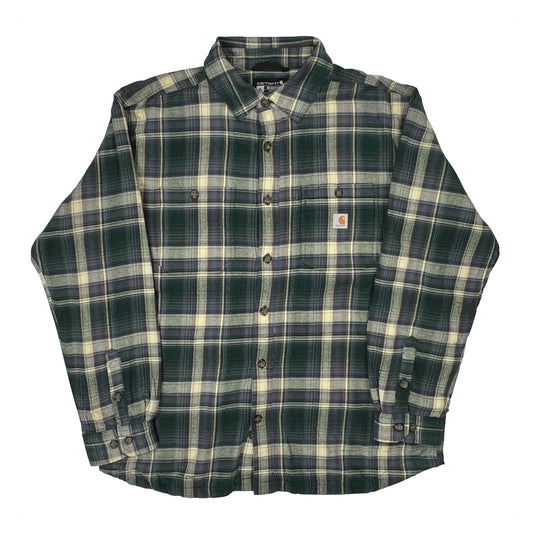 Carhartt Checked Flannel Shirt - XL Green Cotton