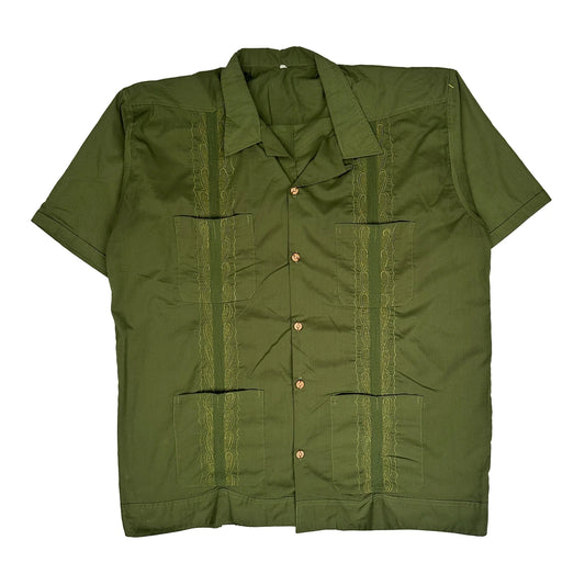 70S Unbranded Short Sleeve Shirt - Large Green Cotton