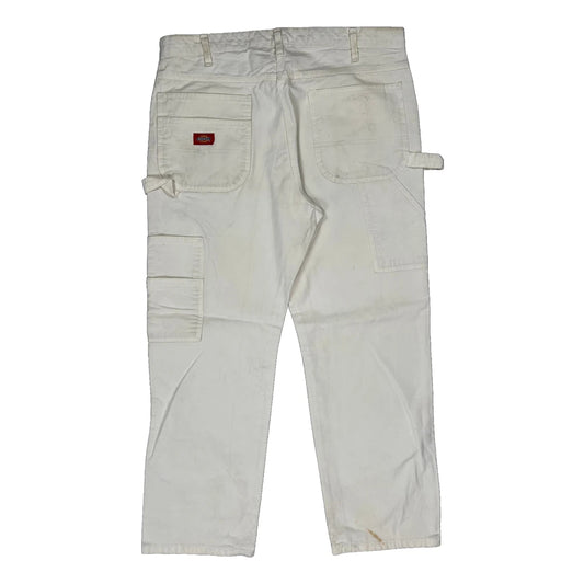 Dickies Double Knee Carpenter Trousers - 36W 30L White Cotton