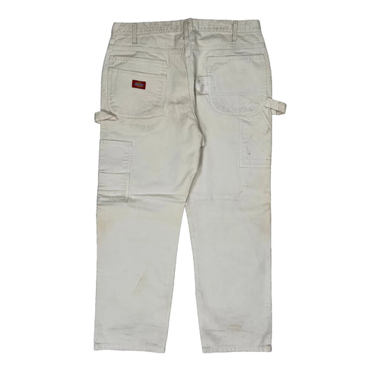 Dickies Double Knee Carpenter Trousers - 36W 30L White Cotton