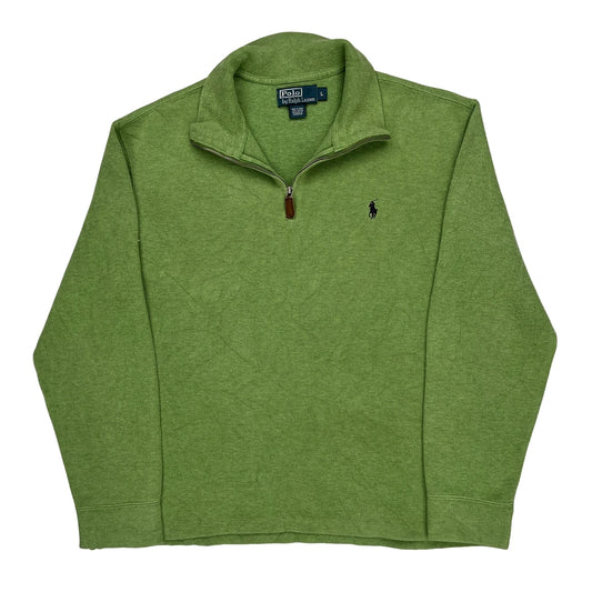 Vintage Polo By Ralph Lauren 1/4 Zip - Large Green Cotton