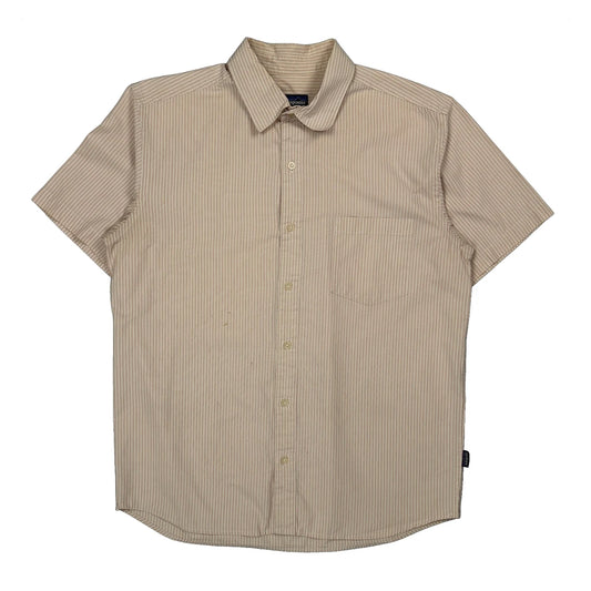 Patagonia Striped Short Sleeve Shirt - Medium Beige Cotton