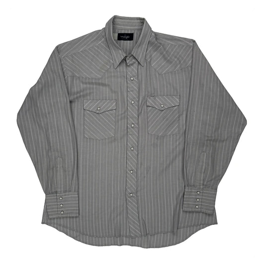 Wrangler Striped Shirt - XL Grey Cotton