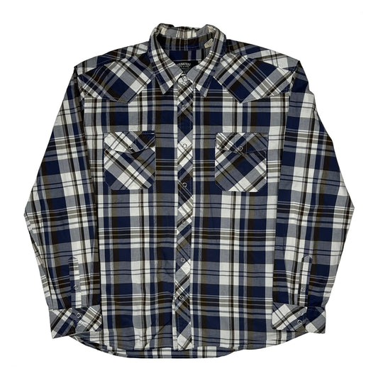 Vintage Levis Checked Flannel Shirt - XL Blue Cotton