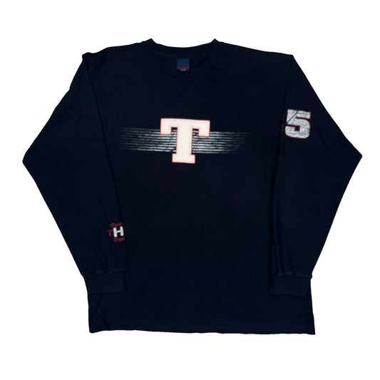 85 Tommy Jeans College Long Sleeve T-Shirt - Large Black Cotton