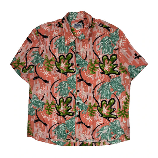 Kalakaua Floral Hawaiian Shirt - Medium Pink Cotton