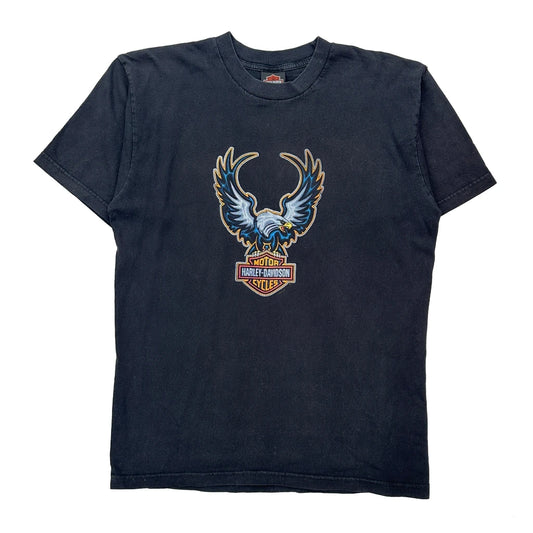 Eagle Logo Harley Davidson Graphic T-Shirt - Large Black Cotton