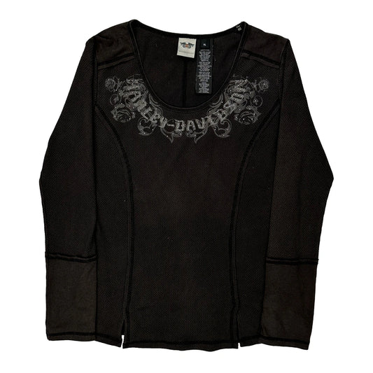 Genuine Motorclothes Harley Davidson Graphic Long Sleeve T-Shirt - XL Black Cotton Blend