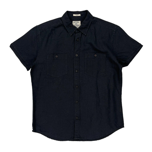 Wrangler Short Sleeve Shirt - Medium Navy Cotton