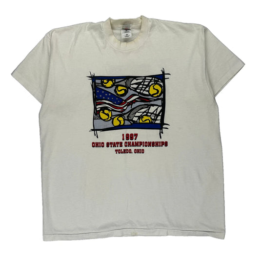 Ohio State Championships Fruit Of The Loom Graphic T-Shirt - 2XL White Cotton Blend