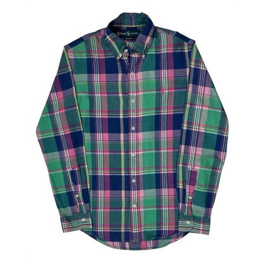 Custom Fit Ralph Lauren Checked Patterned Shirt - Small Green Cotton