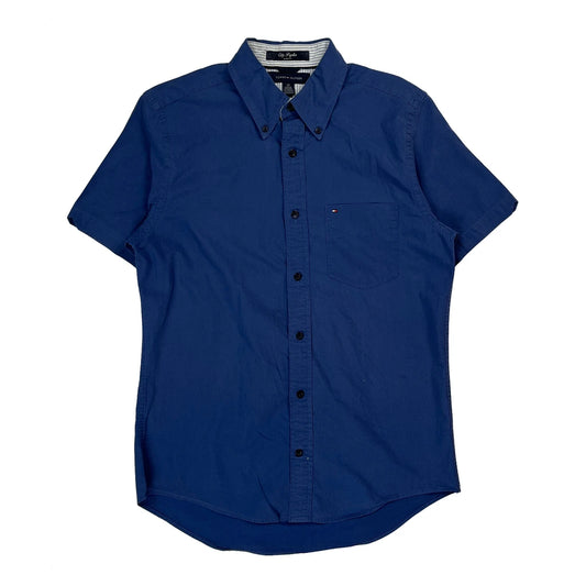 Tommy Hilfiger Slim Fit Short Sleeve Shirt - Small Blue Cotton
