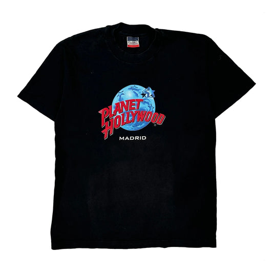 Madrid Planet Hollywood Graphic T-Shirt - Medium Black Cotton