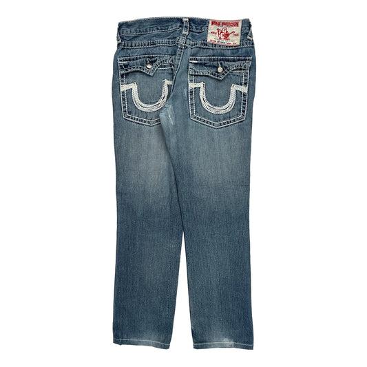 True Religion Contrast Stitch Jeans - 34W 32L Blue Cotton