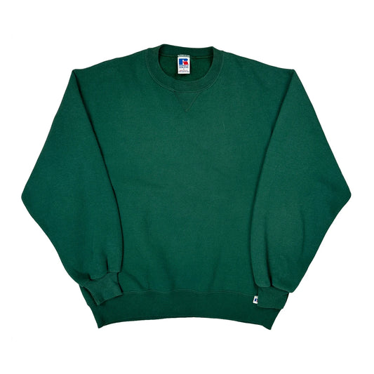 Russell Athletic Sweatshirt - Large Green Cotton