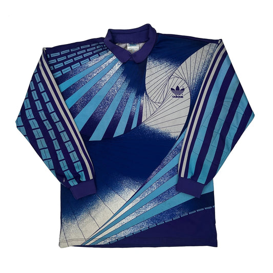 19990-92 Adidas Goalkeeper Long Sleeve Football Shirt - Medium Blue Polyester