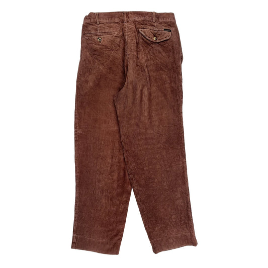 Gant Pleated Cord Trousers - 31W 30L Brown Corduroy