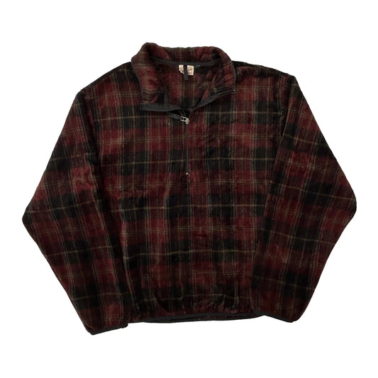 Vintage Woolrich Checked Fleece - No Size Burgundy Wool