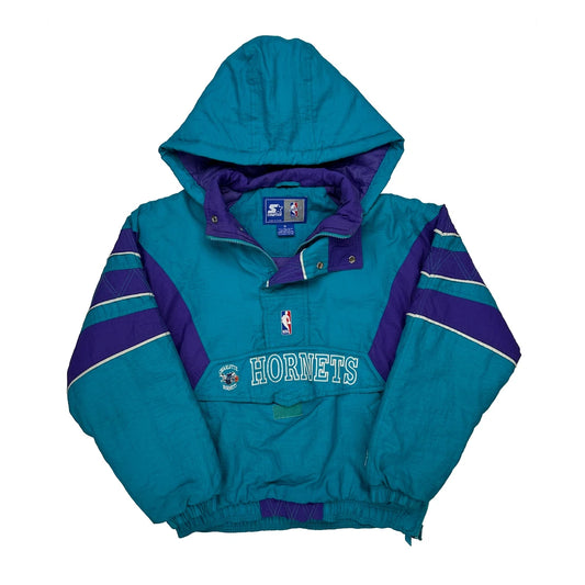 Vintage Charlotte Hornets Starter Graphic Windbreaker - Small Green Nylon
