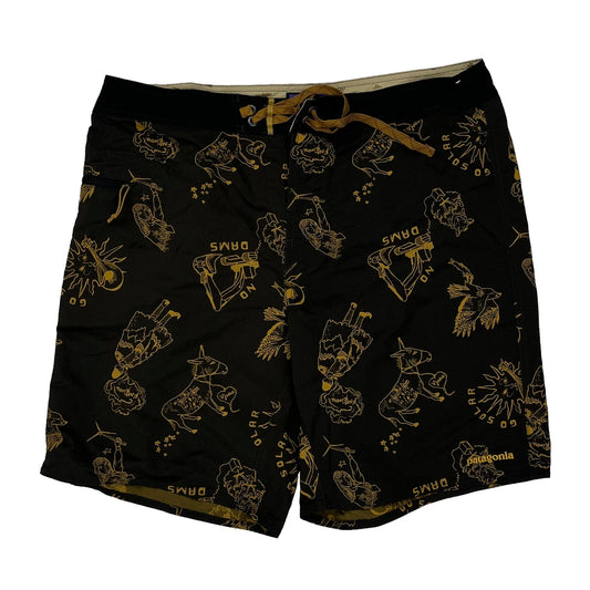 Solar Patagonia Graphic Shorts - 35″ Waist Gold Cotton
