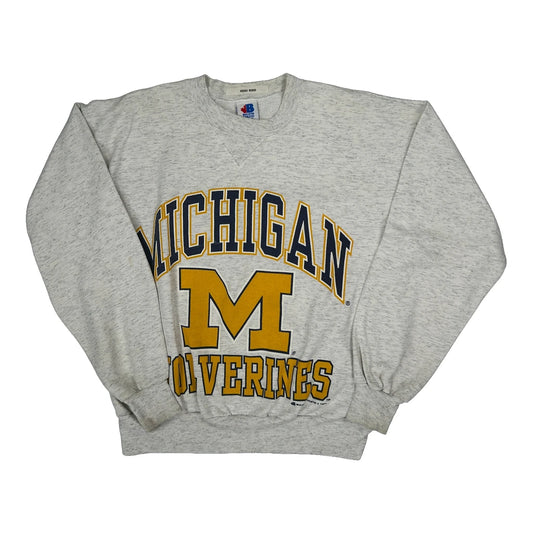 Michigan Wolverines Bulletin College Sweatshirt - Small Grey Cotton