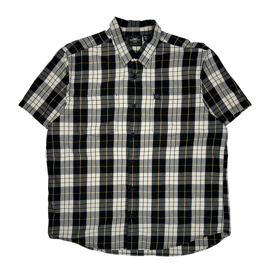Motorcycles Harley Davidson Checked Short Sleeve Shirt - 2XL Black Cotton