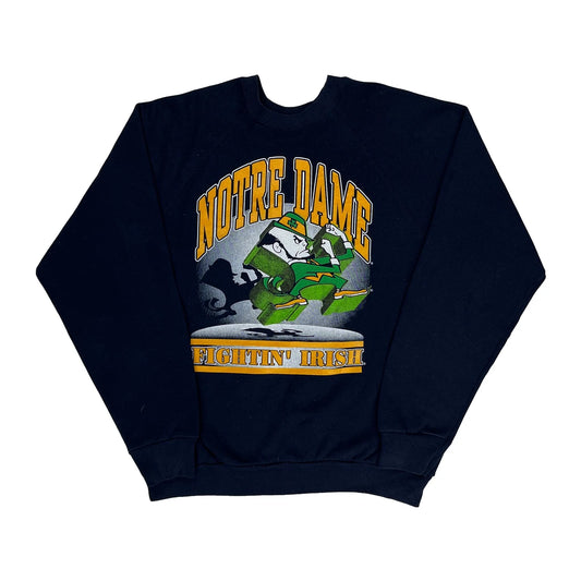 80S/90S Made In USA Tnt Notre Dame Fighting Irish Sweatshirt - Large Navy Cotton