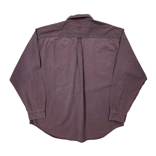 Tommy Hilfiger Herringbone Shirt - XL Purple Cotton