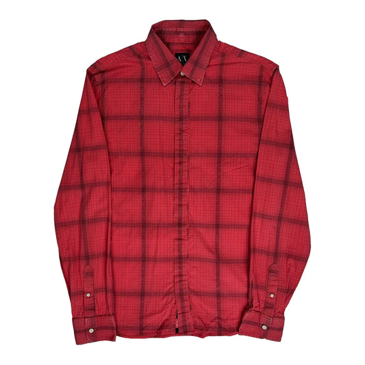 Armani Exchange Patterned Shirt - Medium Red Cotton