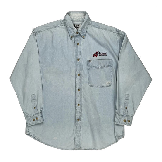 Cleveland Indians Lee Sport Graphic Denim Shirt - Large Light Wash Cotton