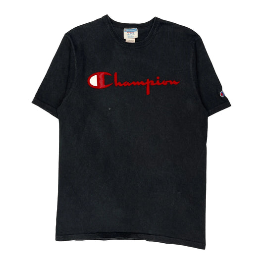 Champion Spellout T-Shirt - Medium Black Cotton