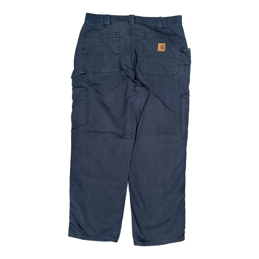 Carhartt Double Knee Carpenter Trousers - 36W 30L Navy Cotton