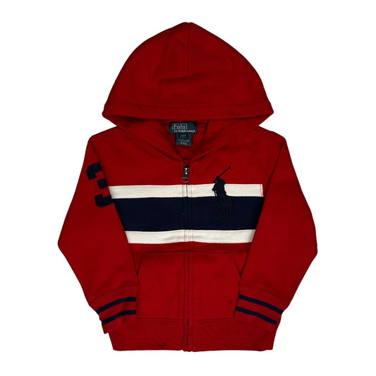 Age 2T Polo By Ralph Lauren Striped Hoodie - 2XS Red Cotton