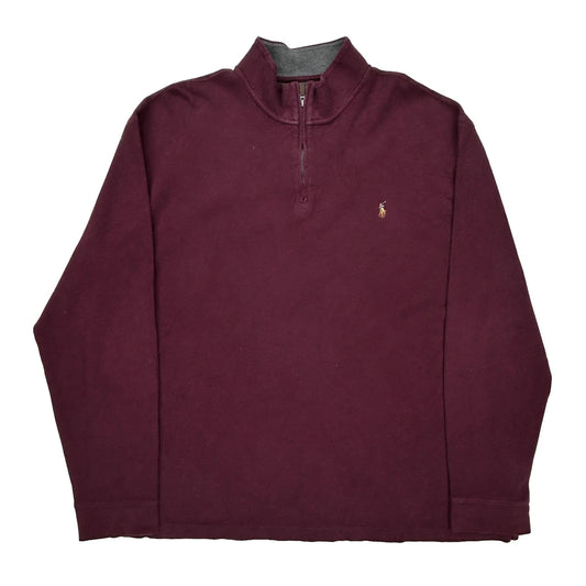 Polo By Ralph Lauren 1/4 Zip - 2XL Burgundy Cotton